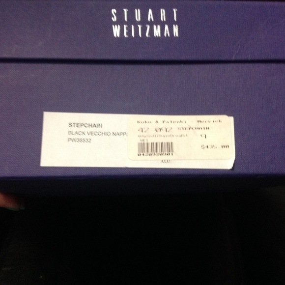 Stuart Weitzman Black Stepchain Leather Wedge Sand - Picture 6 of 6